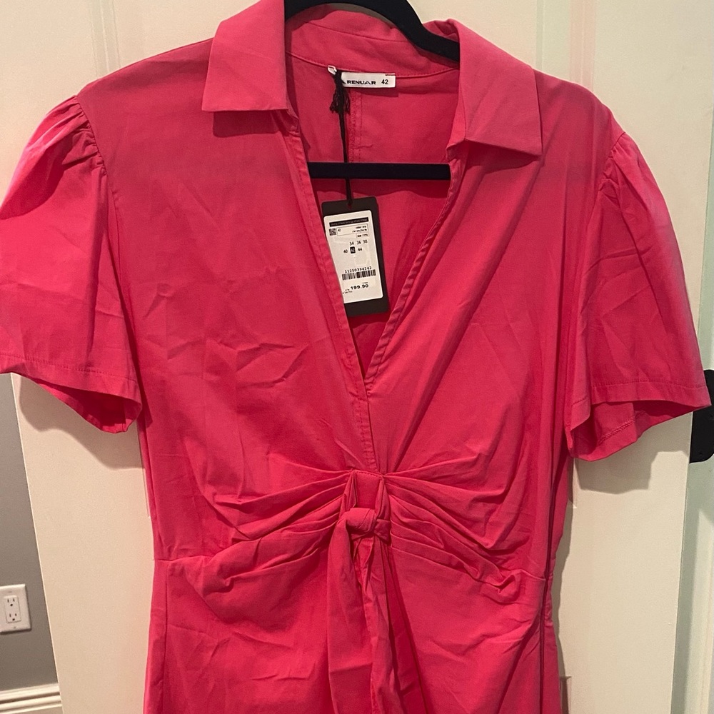Pink V neck business dress
